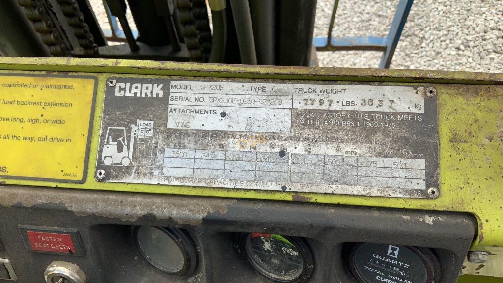 1993 Clark GPX20E Forklift,