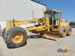 1993 Deere 770BH Motor Grader, S/N DW770BH543473, Cab, Heat, 12' Moldboard, Meter Reads 7,205 Hours