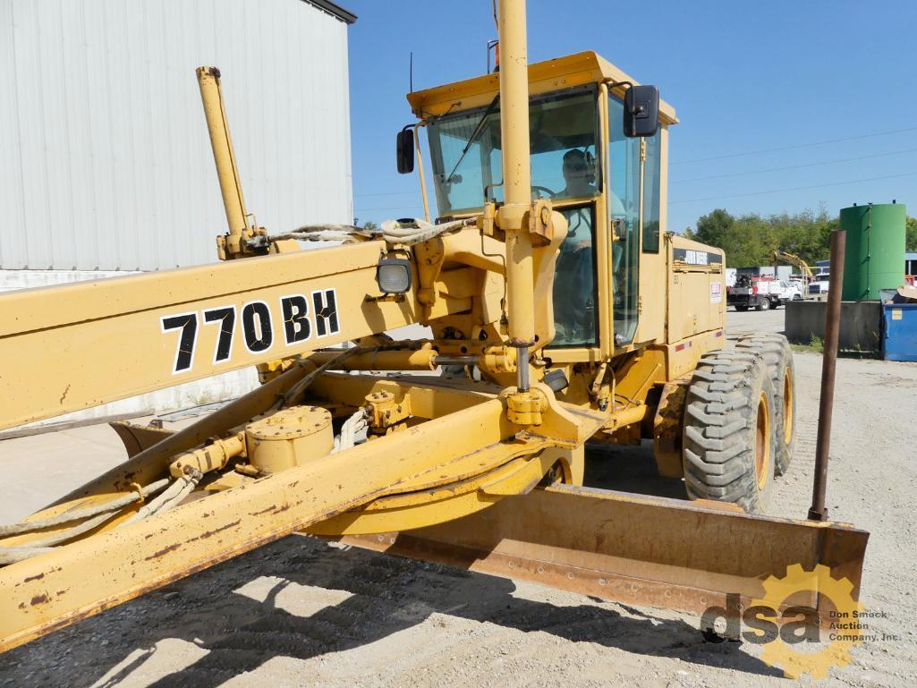 1993 Deere 770BH Motor Grader, S/N DW770BH543473, Cab, Heat, 12' Moldboard, Meter Reads 7,205 Hours