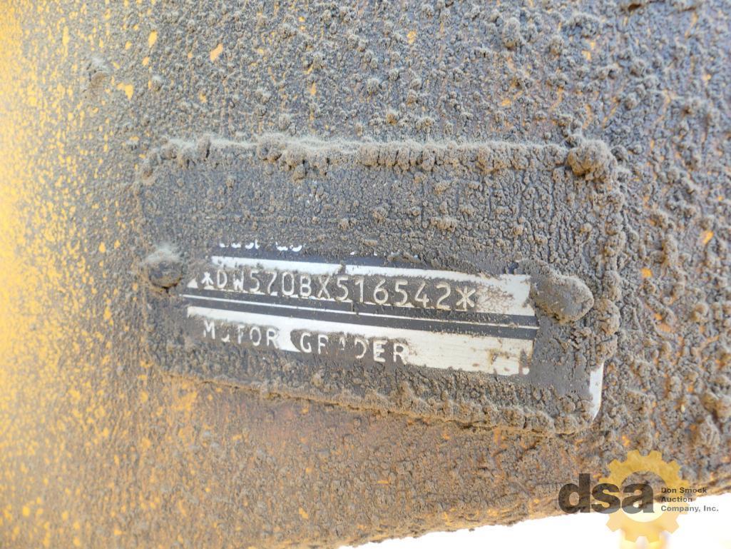 1988 Deere 570B Motor Grader, S/N DW570BX516542RG, Scarifier, 12" Moldboard, Meter Reads 1,549 Hours