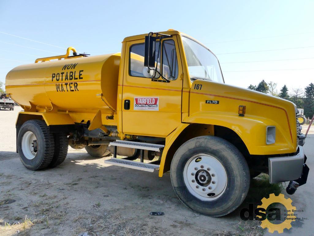 1999 Freightliner FL70 Water Truck, VIN# 1FV3HFAA7XHA49229, 5.9L Cummins Diesel, Odometer Reads: 13,