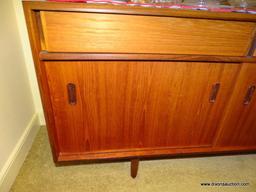 (DR) MID-CENTURY MODERN 3 DRAWER OVER 3 SLIDING DOOR BUFFET. 72''X18''X27''