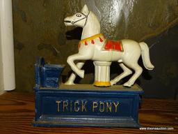 CAST IRON BANK "TRICK PONY" 7.5''X2.5''X7.25''