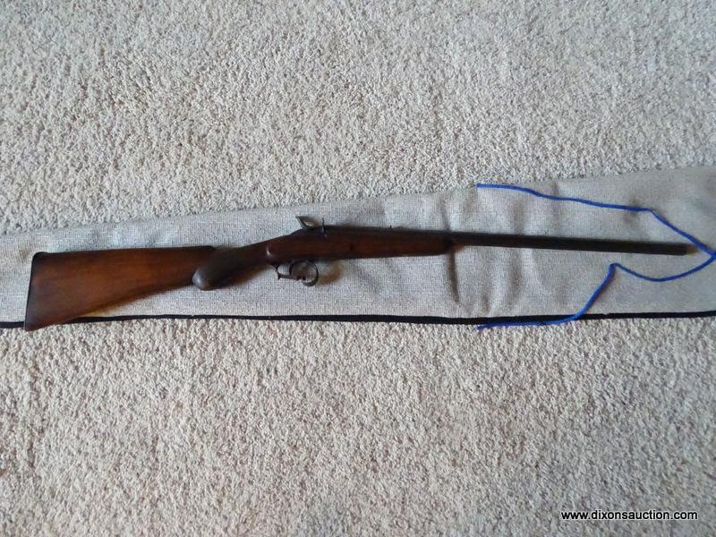 ANTIQUE OCTAGON BARREL .22 SINGLE SHOT RIFLE. HAS CASE