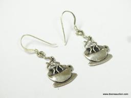 PAIR OF .925 STERLING SILVER COFFEE CUP EARRINGS, MARKED JC. MEASURES APPROX. 1" BY 1/2".