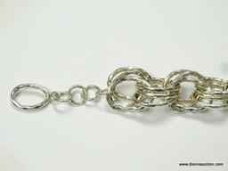 .925 STERLING SILVER LADIES DESIGNER TRIPLE LINK BRACELET. MEASURES APPROX. 9" LONG AND WEIGHS