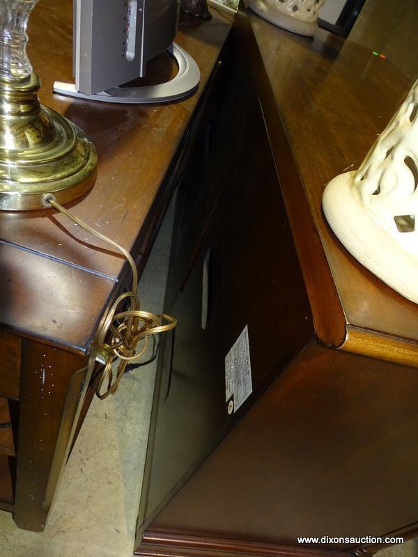 (W1) WHALEN CHERRY BANDED CREDENZA WITH 3" BANDED TOP. HAS 1 CENTER DRAWER. HAS 2 LOWER BEVELED