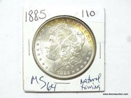 1885-P MS64 MORGAN SILVER DOLLAR, NATURAL TONING.