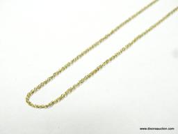 LADIES 14K YELLOW GOLD 18" ROPE NECKLACE, 1.0 GRAMS.