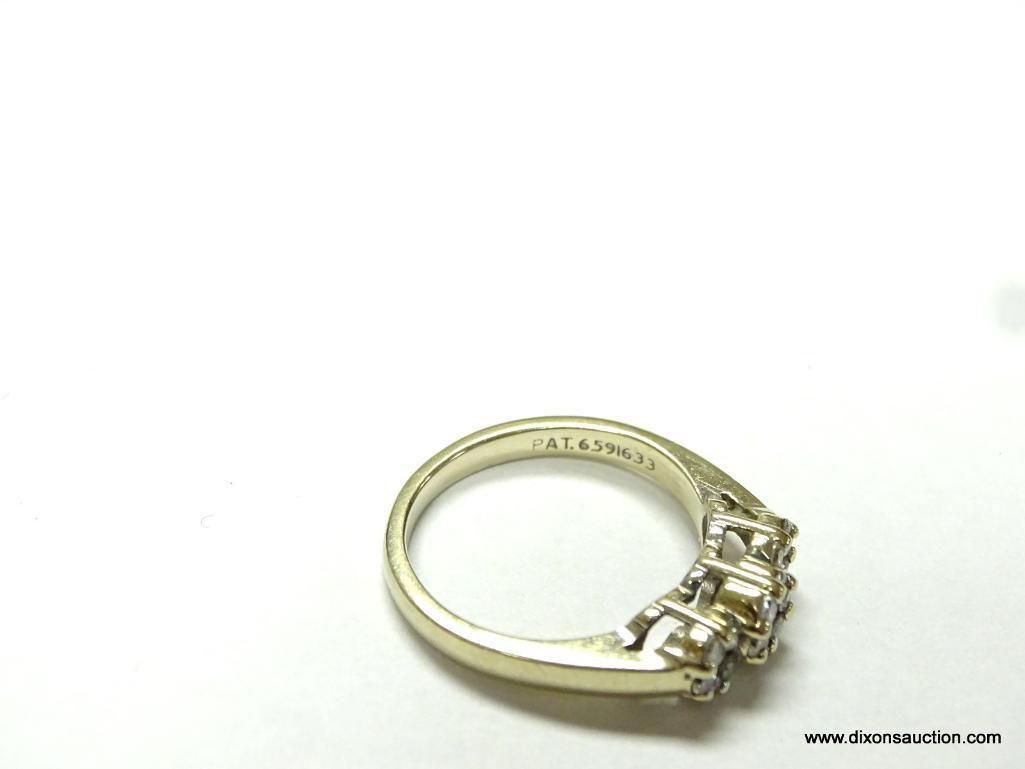 LADIES 14K YELLOW GOLD 1/3 CT. PAST, PRESENT & FUTURE RING, SIZE 6, 3.6 GRAMS.