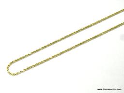 UNISEX 14K YELLOW GOLD 18" ROPE NECKLACE, 3.8 GRAMS.