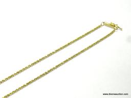 UNISEX 14K YELLOW GOLD 18" ROPE NECKLACE, 3.8 GRAMS.