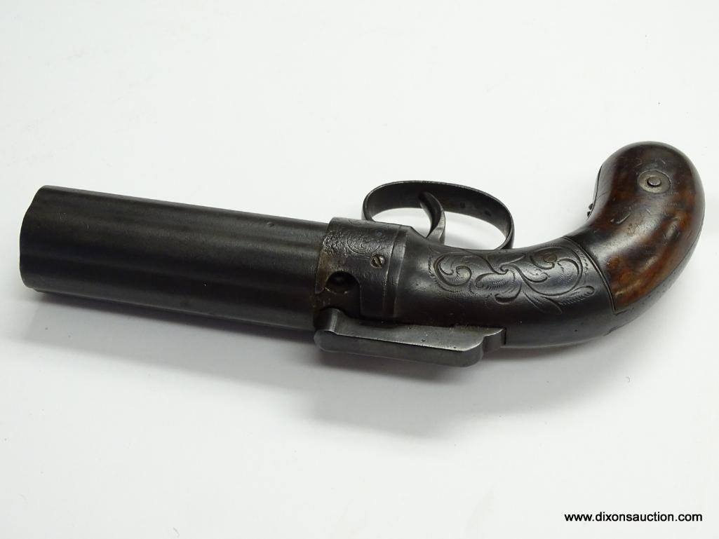 (SC) .32 CAL. 6 SHOT PEPPERBOX. ALLEN'S PATENT 1845. 7.5" LONG. MARKED ALLEN & THURBER, WORCHESTER,