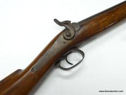 (SC) PERCUSSION CAP RIFLE. 56" LONG. .69 CAL. EXPOSED RAMROD. CUT DOWN FOREARM STOCK. NO