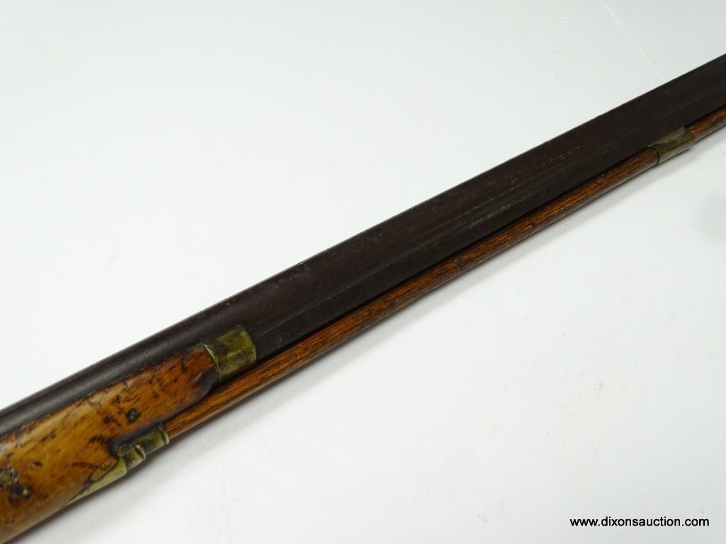 (SC) PERCUSSION RIFLE CONVERSION. HENRY PARKER WARRANTED. 57" LONG. .69 CAL. ENGRAVED BREECH PLATE