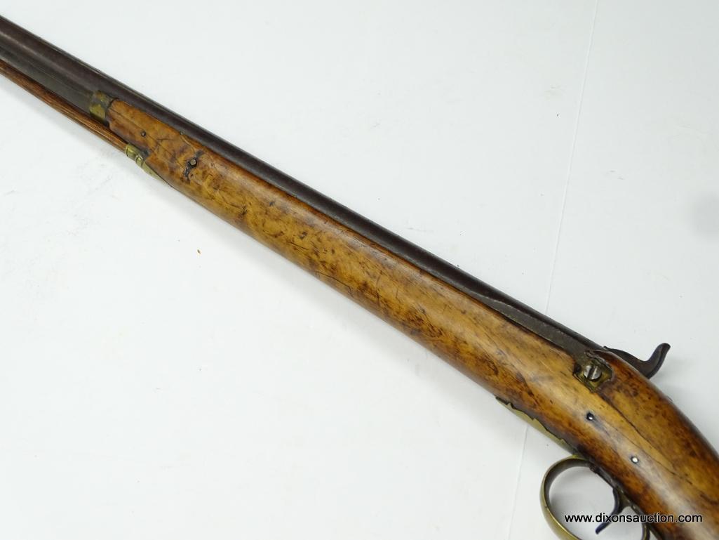 (SC) PERCUSSION RIFLE CONVERSION. HENRY PARKER WARRANTED. 57" LONG. .69 CAL. ENGRAVED BREECH PLATE