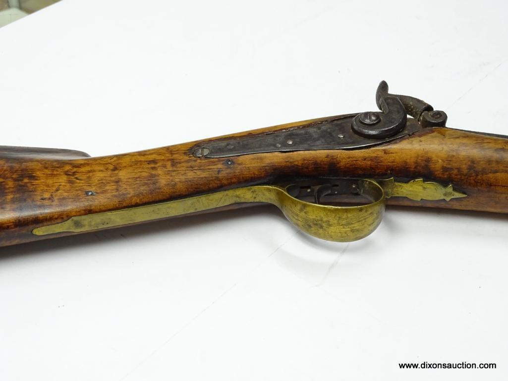 (SC) PERCUSSION RIFLE CONVERSION. HENRY PARKER WARRANTED. 57" LONG. .69 CAL. ENGRAVED BREECH PLATE