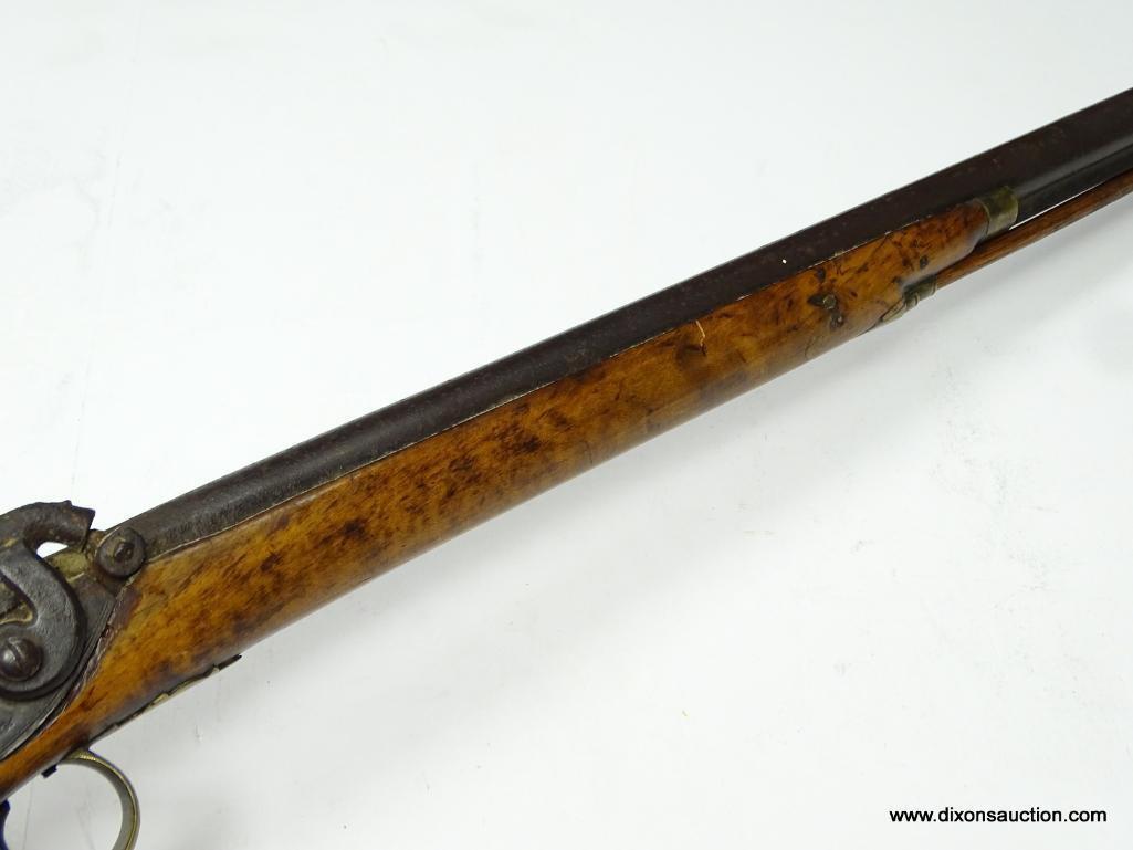 (SC) PERCUSSION RIFLE CONVERSION. HENRY PARKER WARRANTED. 57" LONG. .69 CAL. ENGRAVED BREECH PLATE