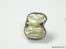 .925 STERLING SILVER STAMPED EXTRA LARGE BIWA PEARL RING SIZE 6.5 (RETAIL $89.00)