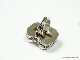 .925 STERLING SILVER STAMPED EXTRA LARGE BIWA PEARL RING SIZE 6.5 (RETAIL $89.00)