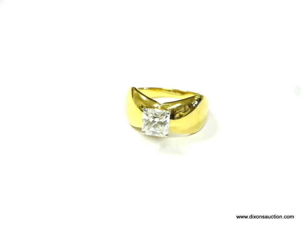LARGE .925 GOLD VERMEIL AND CZ COCKTAIL RING