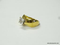 LARGE .925 GOLD VERMEIL AND CZ COCKTAIL RING