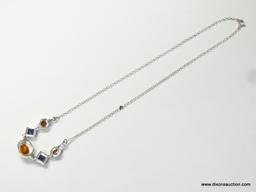 .925, AMBER, AND BLUE LAPIS NECKLACE