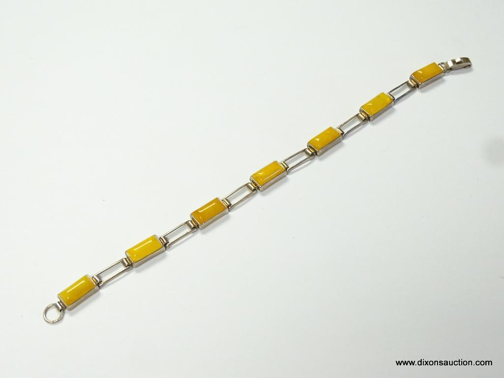 VINTAGE .925 AND RARE YELLOW JADE BRACELET