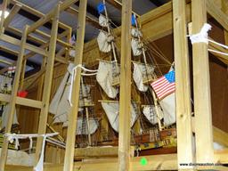 SCALE MODEL OF THE U.S.S. CONSTELLATION. COMMISSIONED IN 1855. SHE WAS THE LAST SAIL-ONLY WAR SHIP