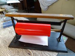 ANTIQUE ARROW PAPER CUTTER WITH ROLL OF PAPER: 24"x12"x14.5"