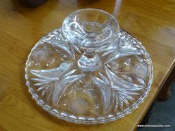 LEAD CRYSTAL ETCHED AND CUT CAKE STAND: 11.5"x5.5"