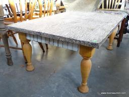 PINE METAL EMBOSSED COFFEE TABLE WITH A WAINSCOTING SKIRT: 48"x32"x19"