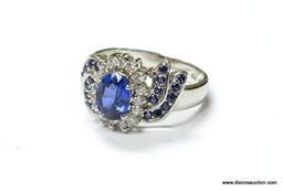 .925 STERLING SILVER SPECTACULAR AAA TOP QUALITY KASHMIR BLUE SAPPHIRE FACETED CENTER STONE