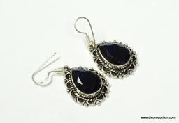 .925 STERLING SILVER 1 2/8'' GORGEOUS FACETED TANZANITE EARRINGS (RETAIL $79.00)