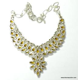 .925 STERLING SILVER 18'' SPECTACULAR DESIGNER AAA TOP QUALITY GOLDEN CITRINE NECKLACE WITH A TOGGLE