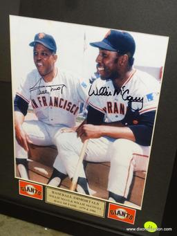 (SC) WILLIE MAYS AND WILLIE MCCOVEY AUTOGRAPHED PHOTO. IN BLACK FRAME: 13"x16"