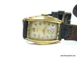 VERY NICE ANTIQUE GOLD FILLED MEN'S ART DECO SWISS MECHANICAL WRIST WATCH BY MILOS. LARGE EASY TO