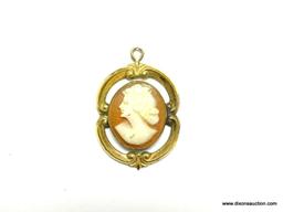 1/10 14K YELLOW GOLD VICTORIAN CAMEO PENDANT 1''