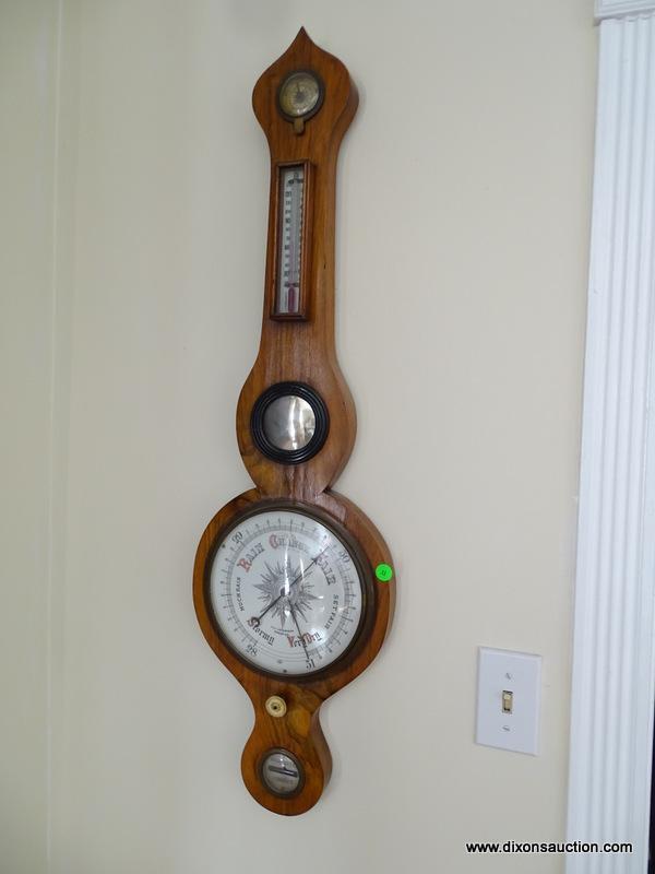 (LR) ANTIQUE J.J. LOCKWOOD BAROMETER. VERY NICE PEARL WALNUT. APPEARS TO BE IN VERY GOOD CONDITION.