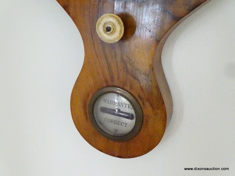 (LR) ANTIQUE J.J. LOCKWOOD BAROMETER. VERY NICE PEARL WALNUT. APPEARS TO BE IN VERY GOOD CONDITION.