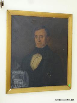 (LR) VINTAGE OIL ON CANVAS EARLY GENTLEMAN'S PORTRAIT. 28.75"X33.75".