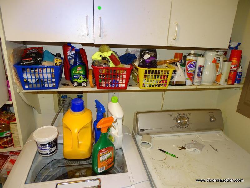(L) CONTENTS OF THE LAUNDRY ROOM. DOES NOT INCLUDE WASHER, DRYER, HOT WATER HEATER, OR SHELVING.