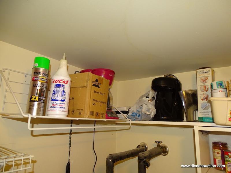 (L) CONTENTS OF THE LAUNDRY ROOM. DOES NOT INCLUDE WASHER, DRYER, HOT WATER HEATER, OR SHELVING.