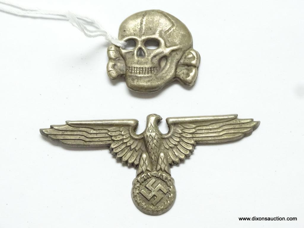 German World War II Waffen SS Officers Visor Cap Eagle & Skull. The eagle & skull are maker marked