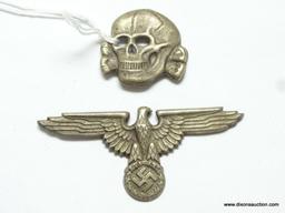 German World War II Waffen SS Officers Visor Cap Eagle & Skull. The eagle & skull are maker marked