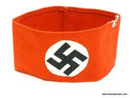 German World War II SA Sturm Abteilung Swastika Arm Band. Measures 10" wide by 4 1/2" tall. Multi