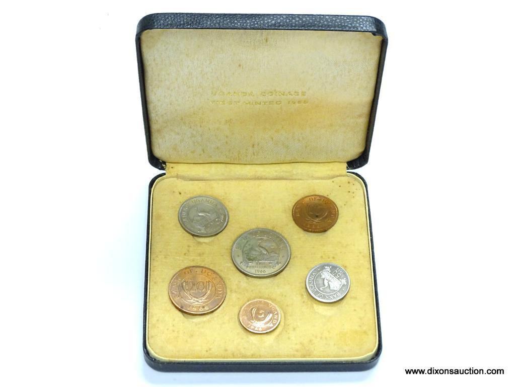 1966 UGANDA 6 PIECE PROOF SET WITH THE ORIGINAL BOX - RARE