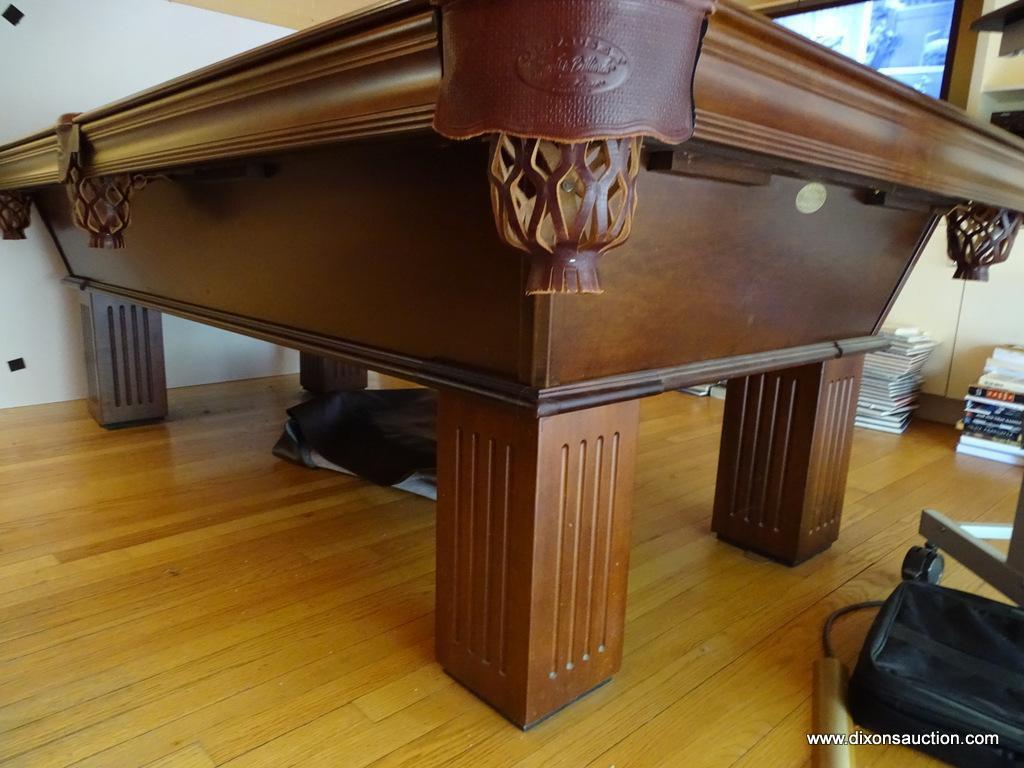 (FR) OLHAUSEN MAHOGANY BILLIARDS/POOL/PING PONG TABLE. HAS MOTHER OF PEARL INLAY ON RAILING AND