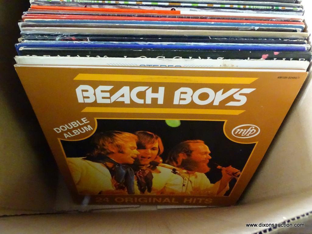 Customer requested box lot of 50 record albums to include: Beach Boys double album Little Bit O soul