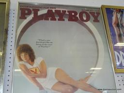 (WALL) OCTOBER 1977 PLAYBOY ADVERTISING POSTER. IN SILVER FRAME: 23"x34"